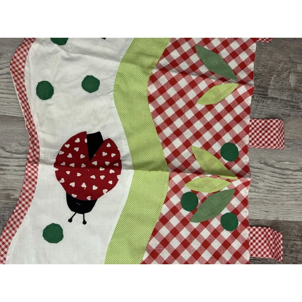 VTG Brittanica Ladybug 3 Piece Twin Set Bedspread Sham Valance Whimsy Hearts
